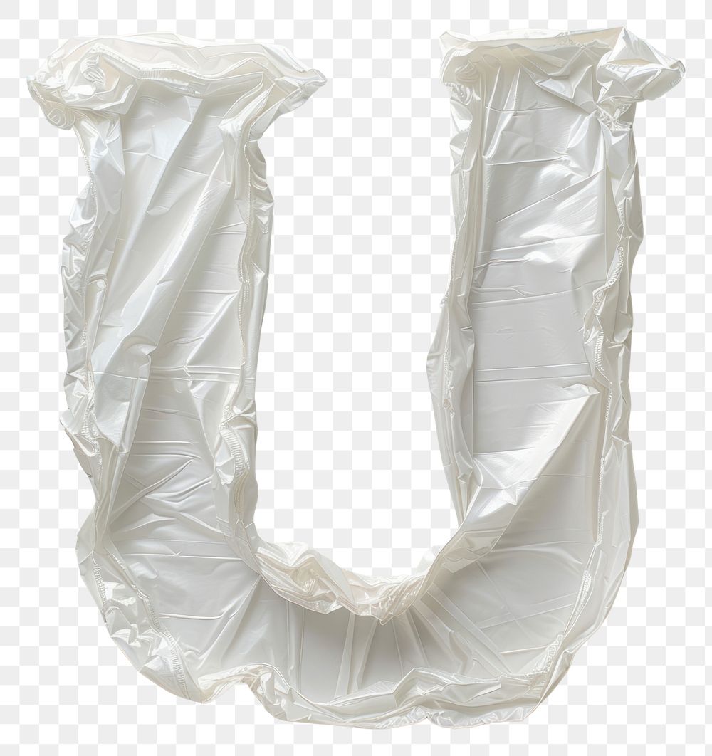 PNG Plastic bag alphabet U white diaper fashion accessory.