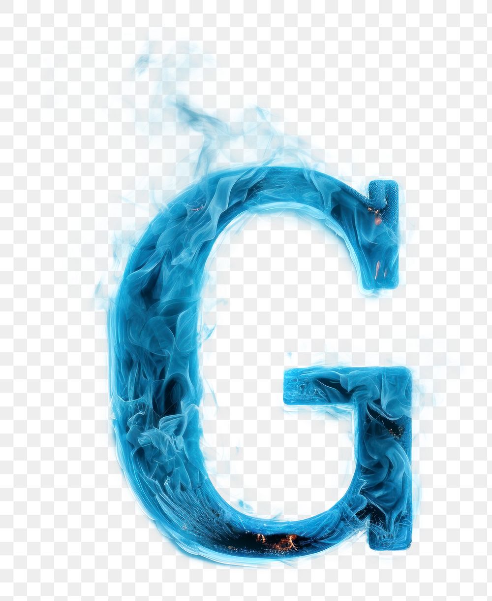PNG Blue flame letter G font text abstract.