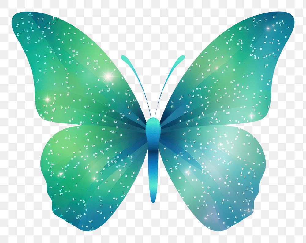 PNG Blue green gradient butterfly icon insect petal white background.