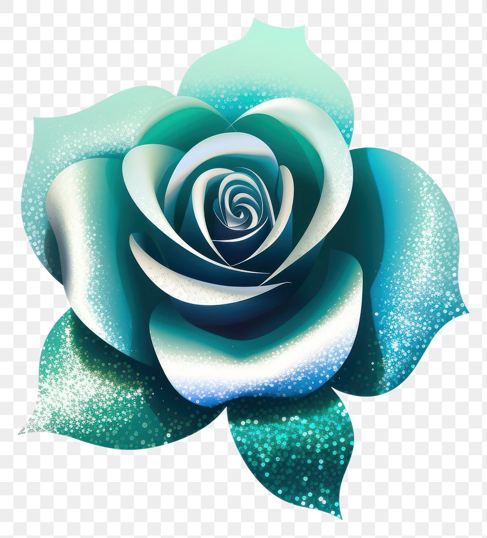 PNG Blue green gradient rose icon flower plant shape.
