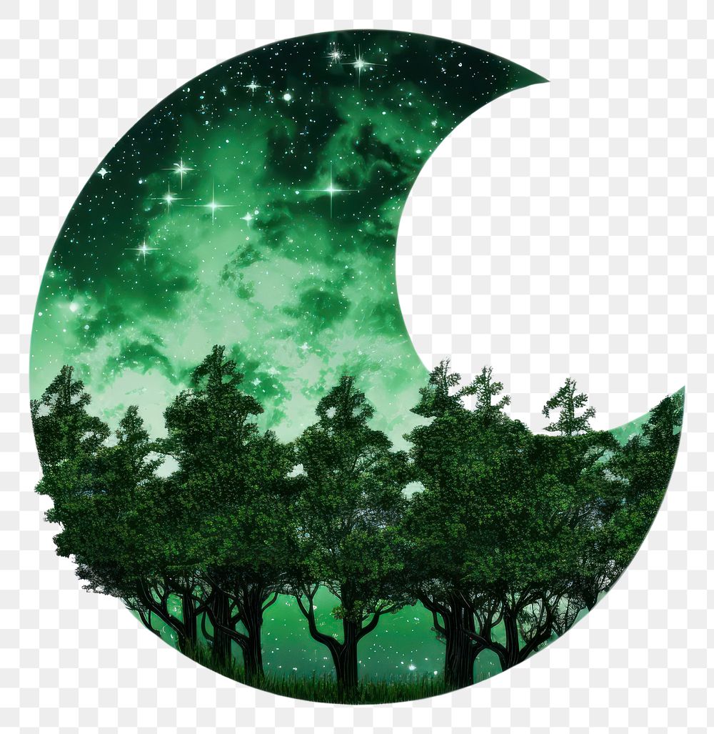 PNG Green moon tree icon astronomy outdoors nature.