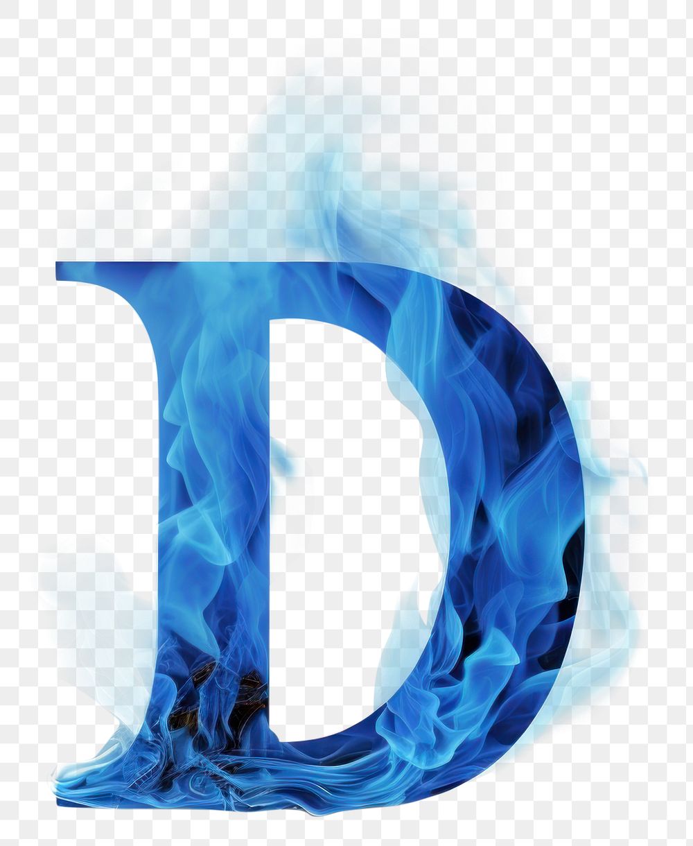 PNG Blue flame letter D font text logo.