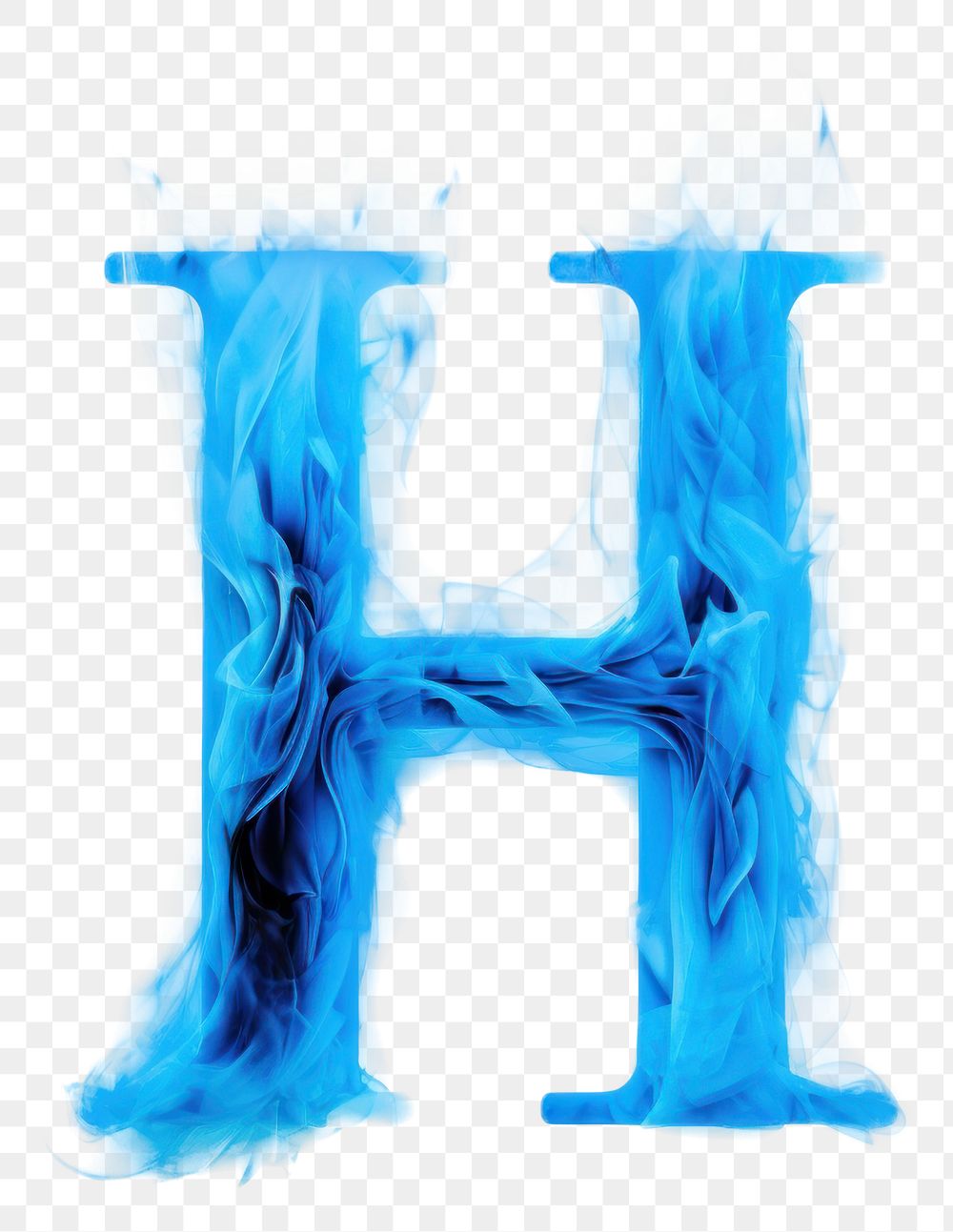 PNG Blue flame letter H burning font text.