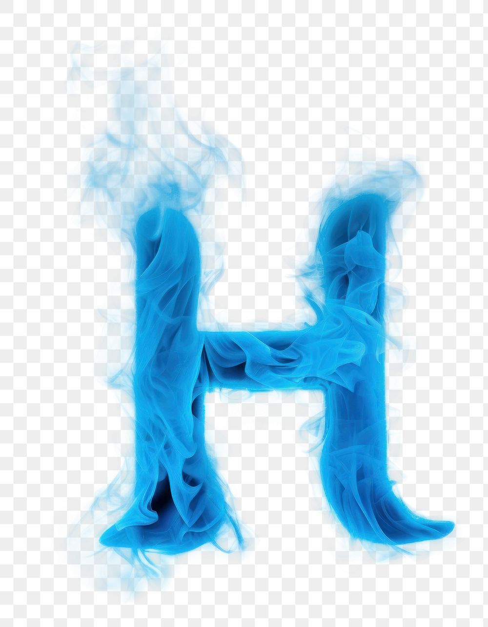 PNG Blue flame letter H burning font text.