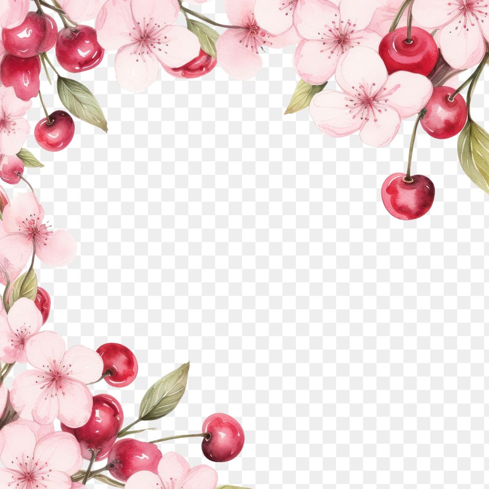 PNG  Cherry border watercolor backgrounds blossom flower