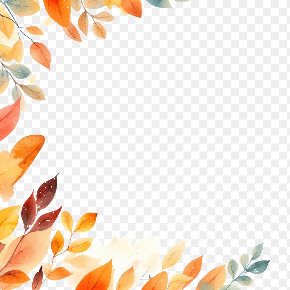 PNG  Autumn leaves border watercolor backgrounds pattern plant.