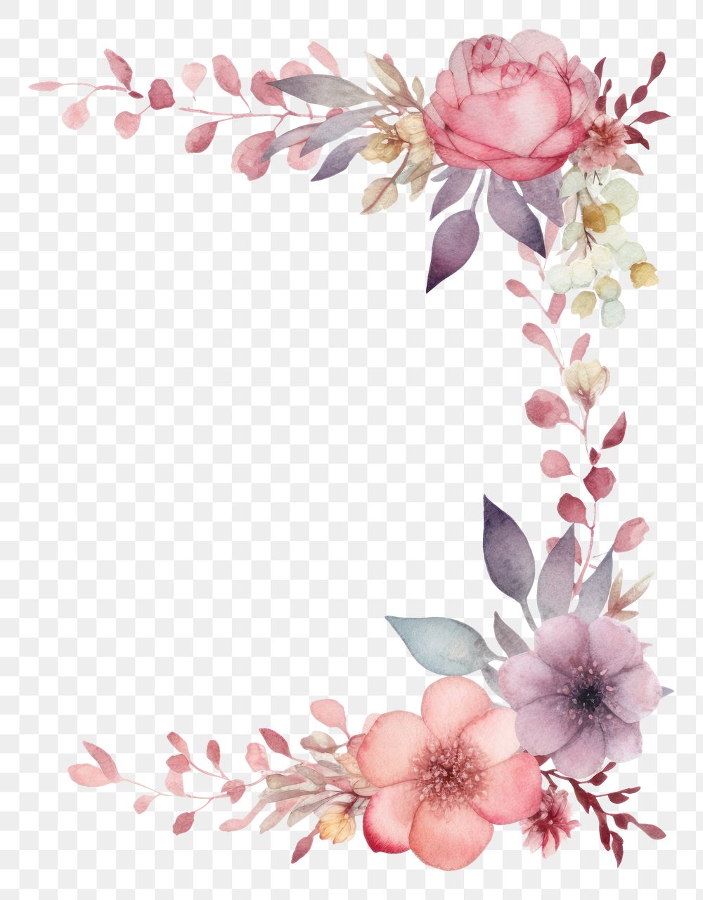 PNG Funeral border watercolor pattern flower wreath.