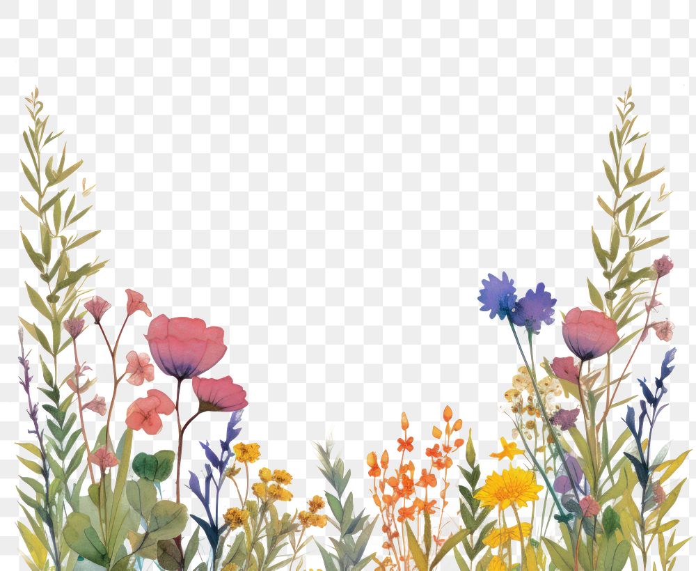PNG Midsummer border watercolor backgrounds pattern flower.