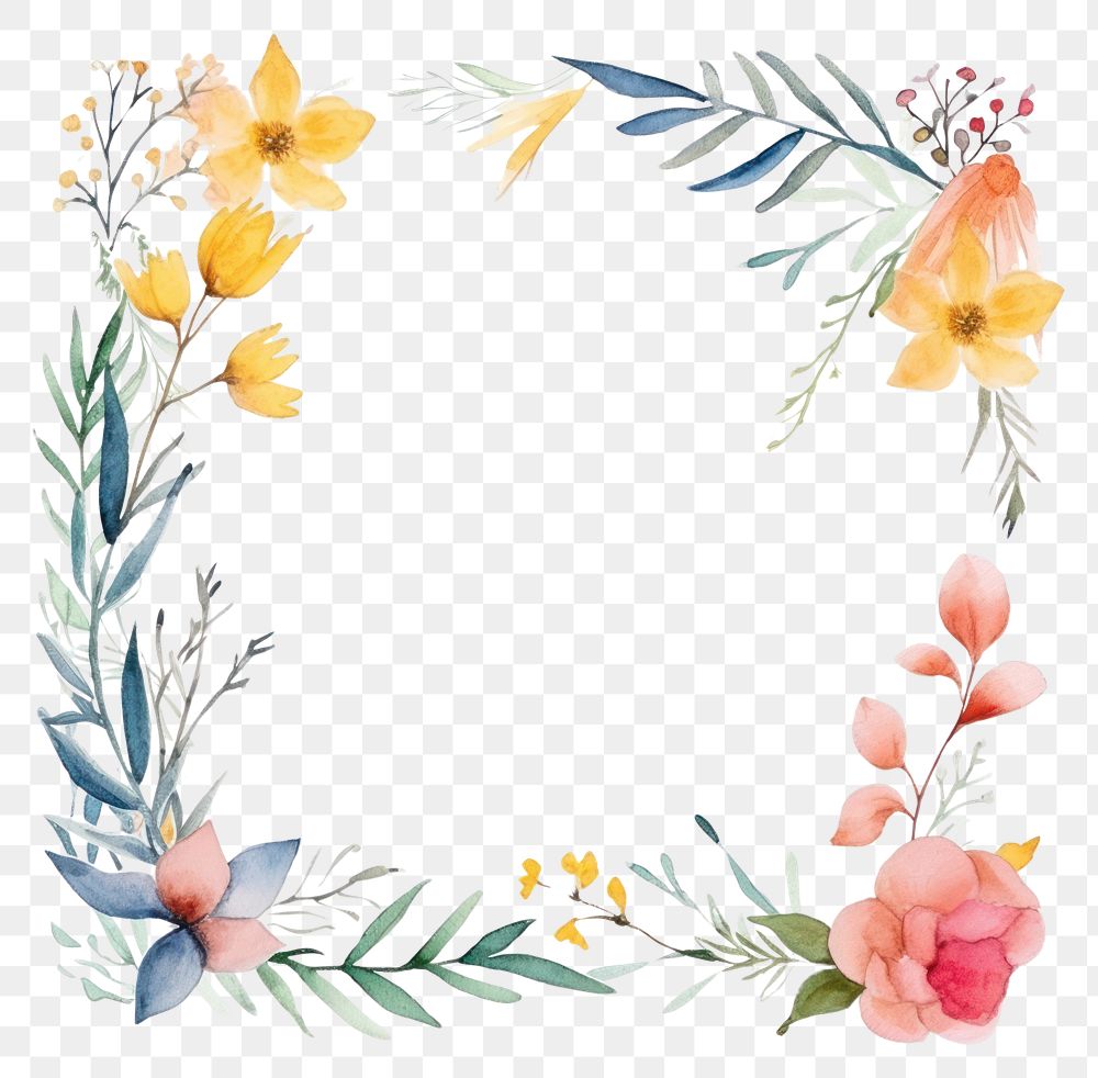 PNG Midsummer frame watercolor backgrounds pattern wreath.