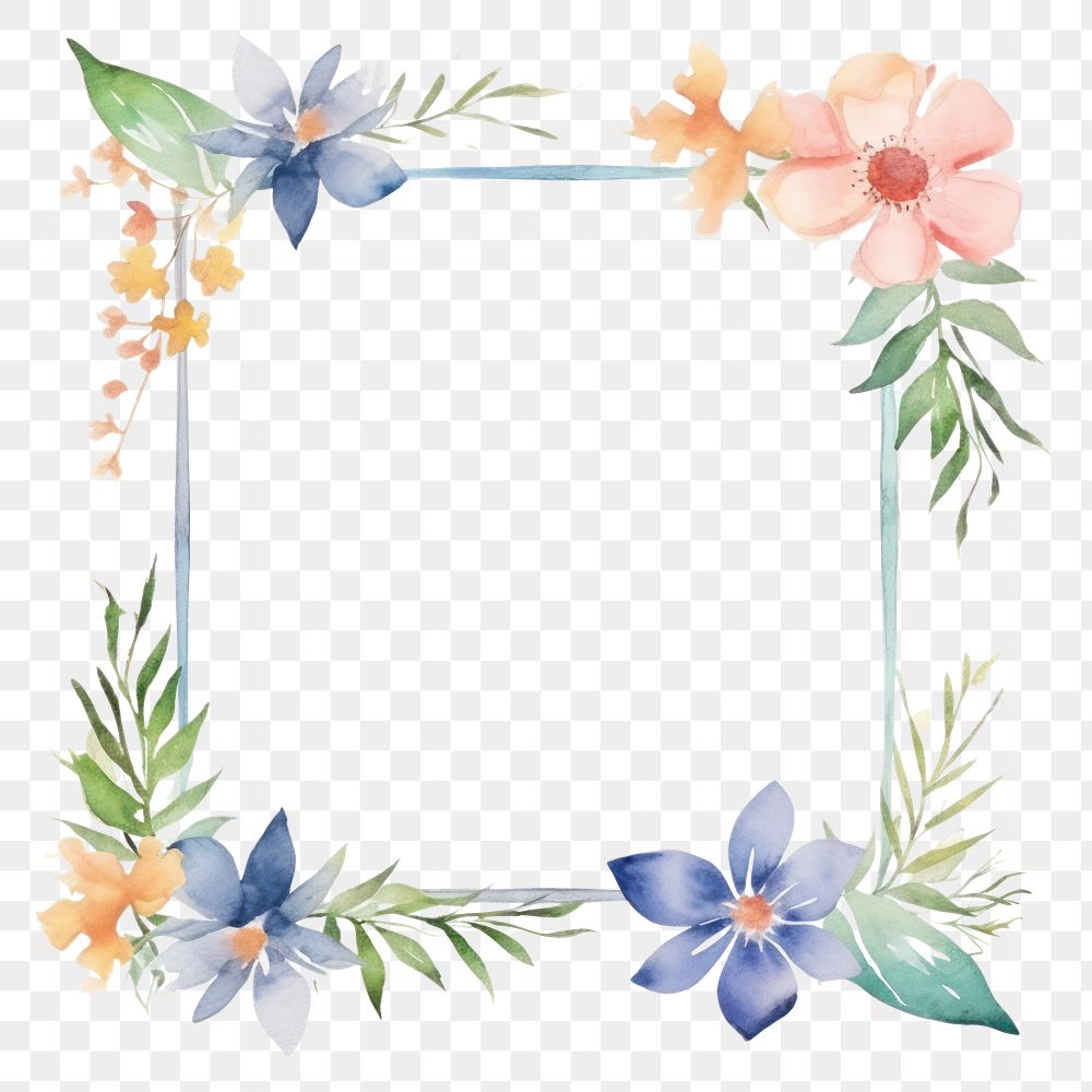 PNG Midsummer frame watercolor pattern wreath flower.