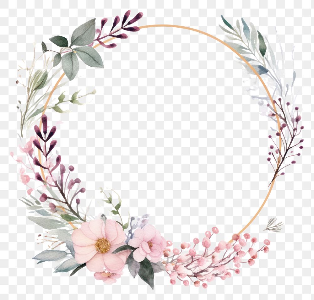PNG  Wedding frame border watercolor pattern wreath flower.