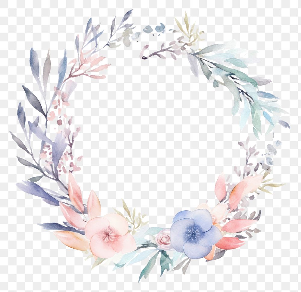 PNG  Wedding frame frame watercolor wreath pattern flower.
