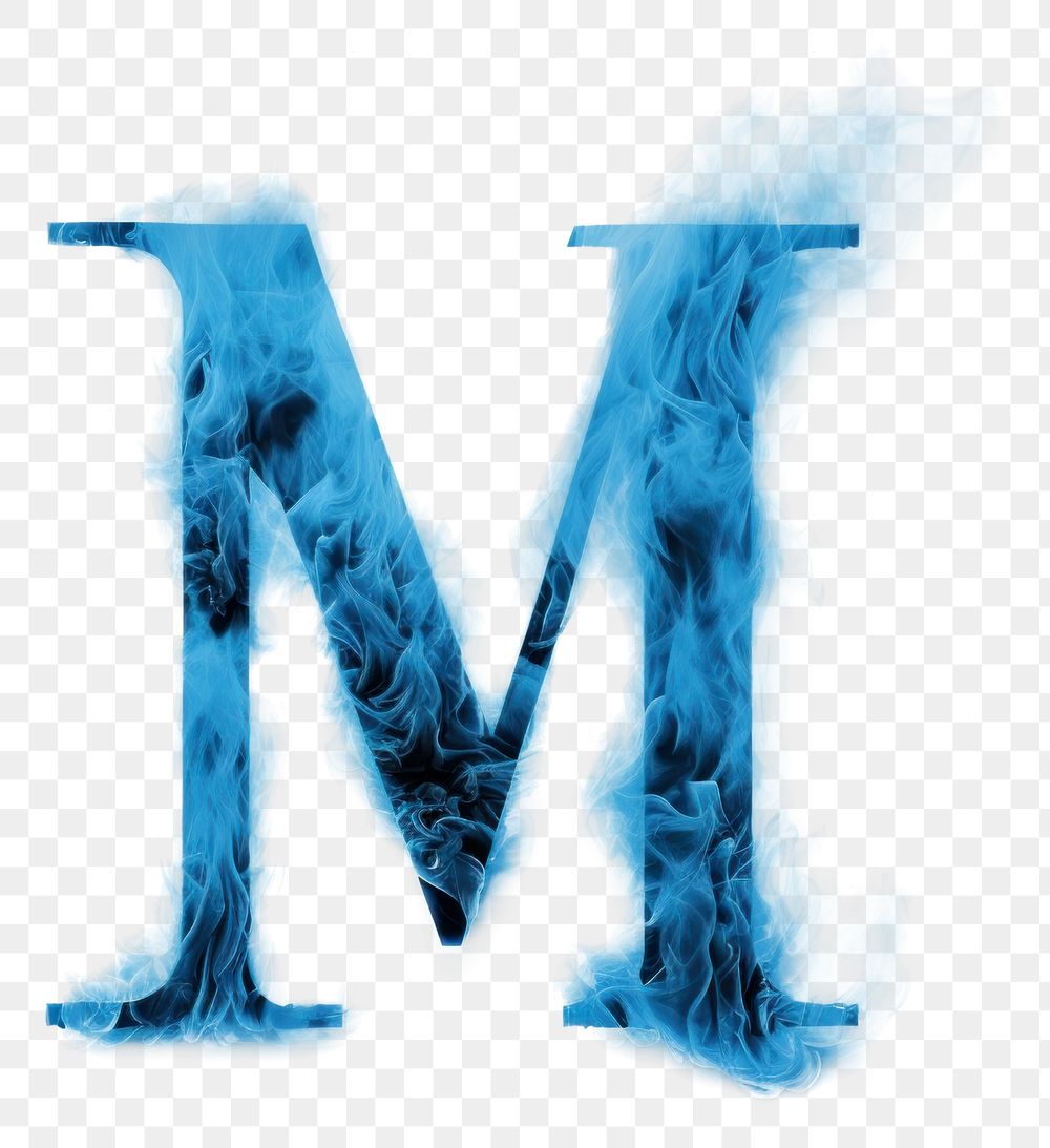 PNG Blue flame letter M font text abstract.