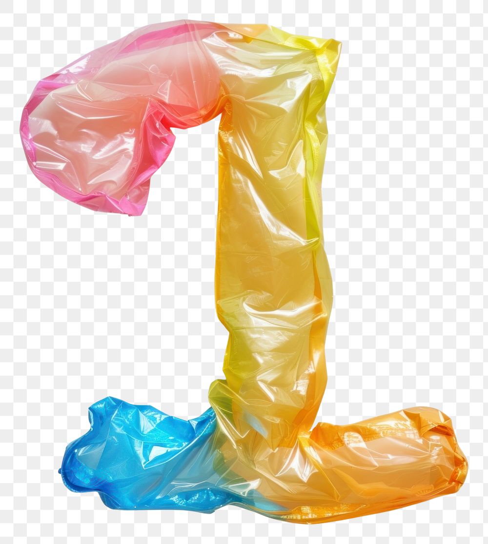 PNG Plastic bag number 1 white background creativity rainbow.