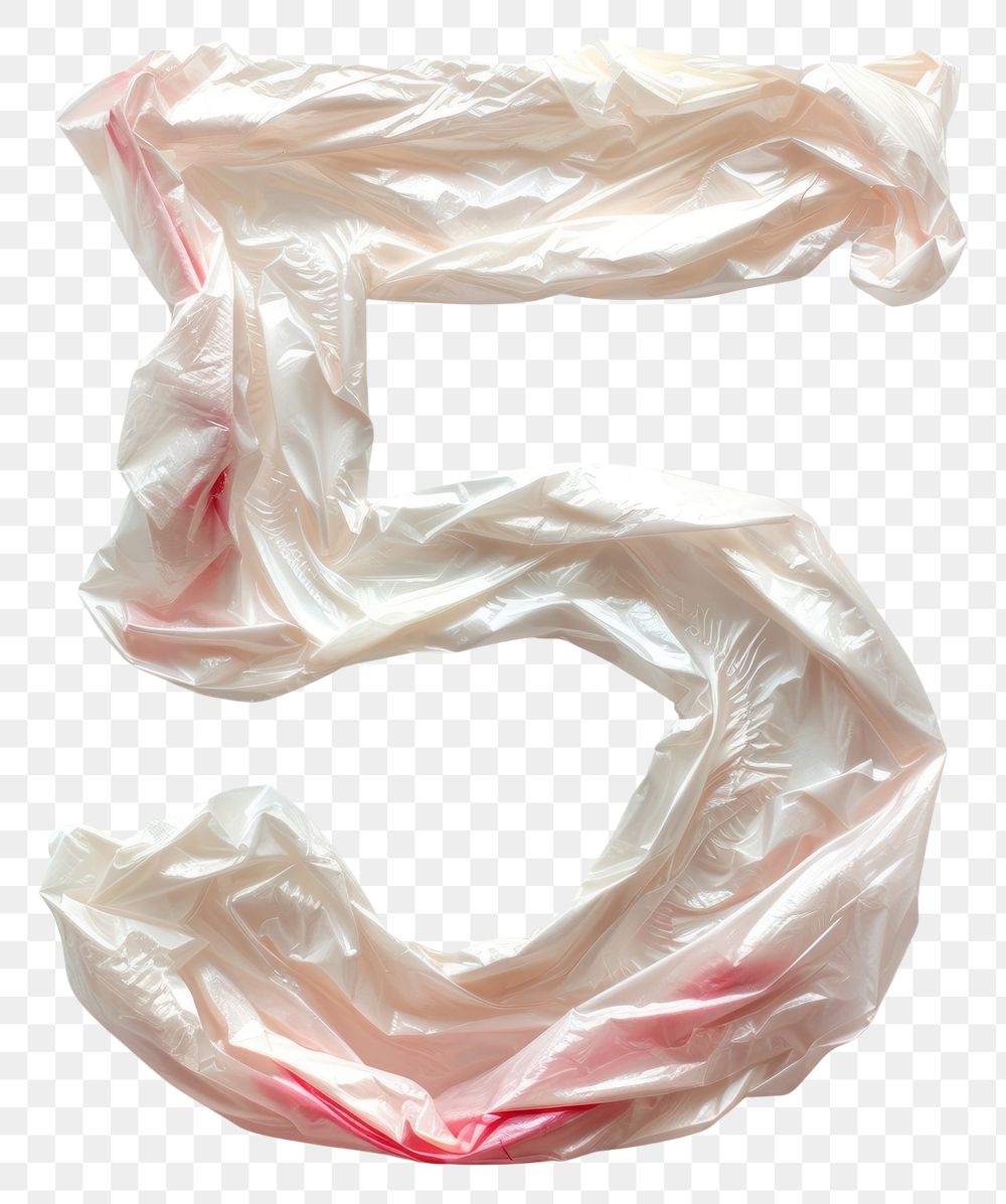 PNG Letter number 5 plastic bag white background.