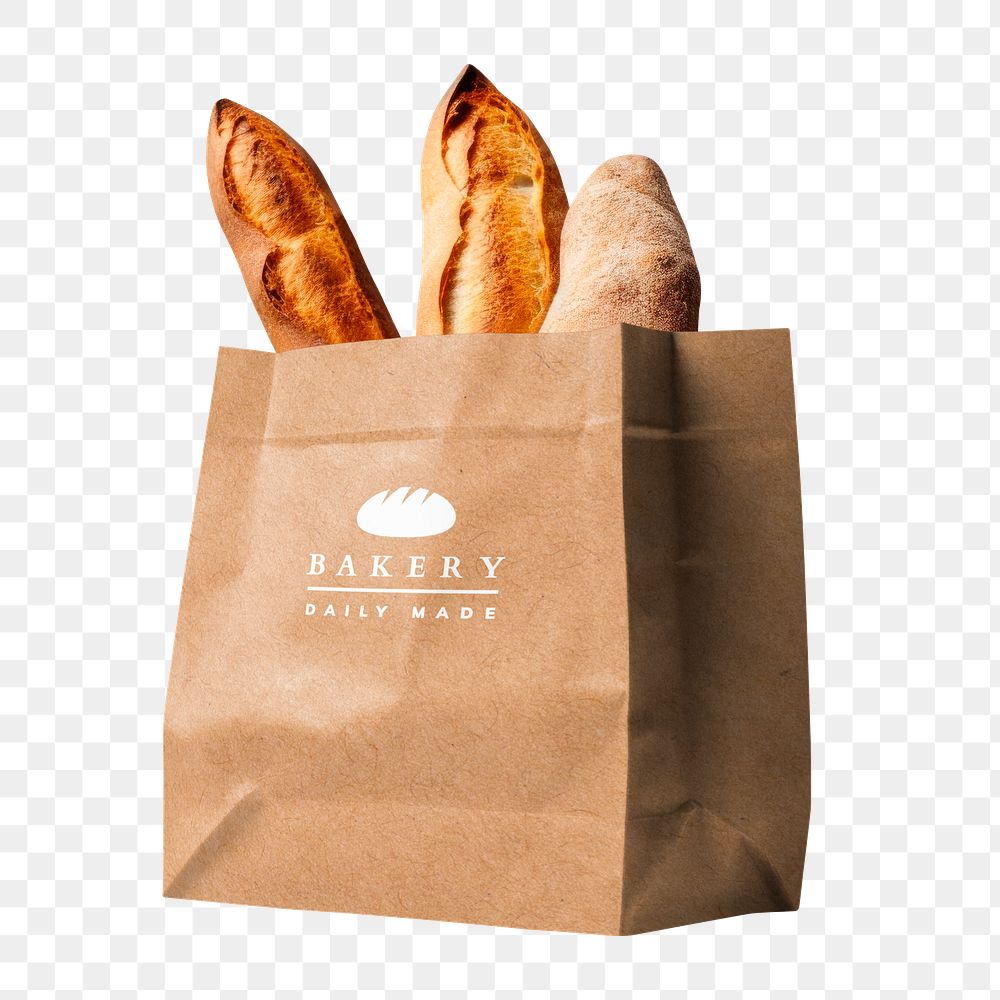 PNG kraft bakery bag, transparent background