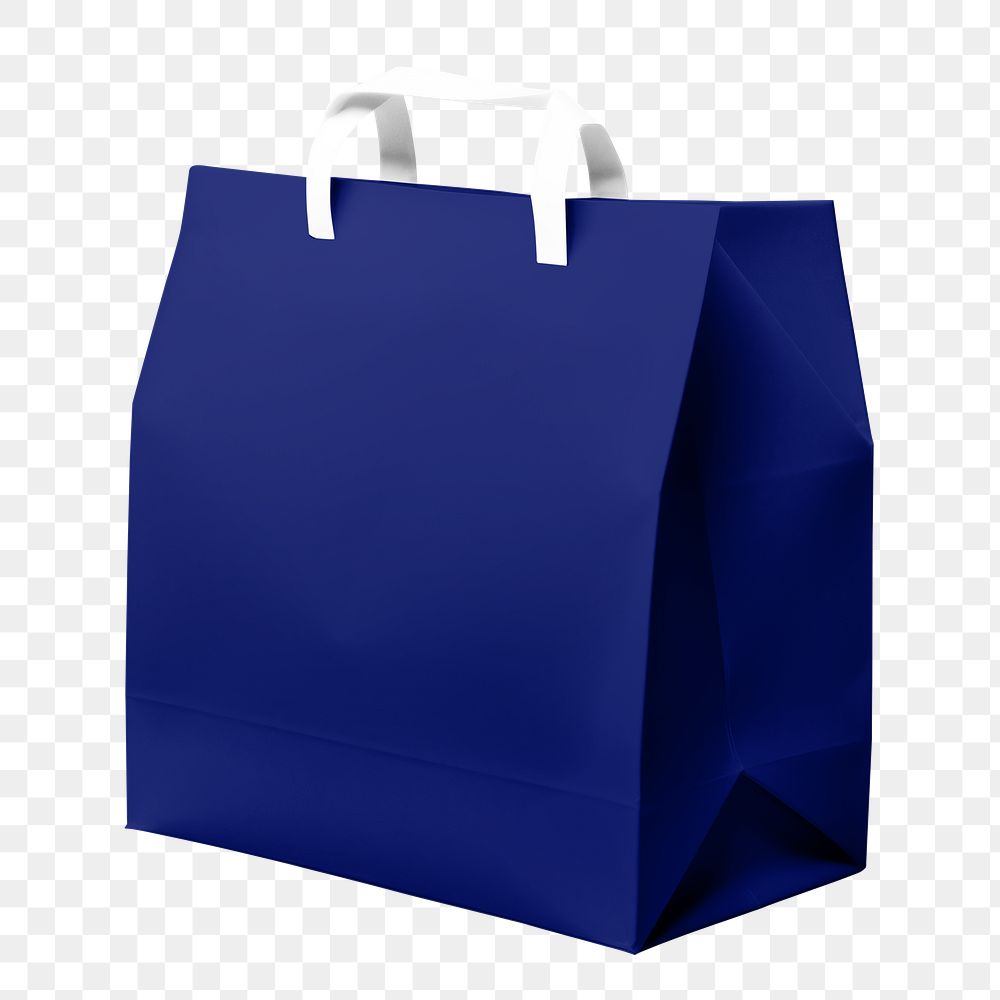 PNG blue paper shopping bag, transparent background