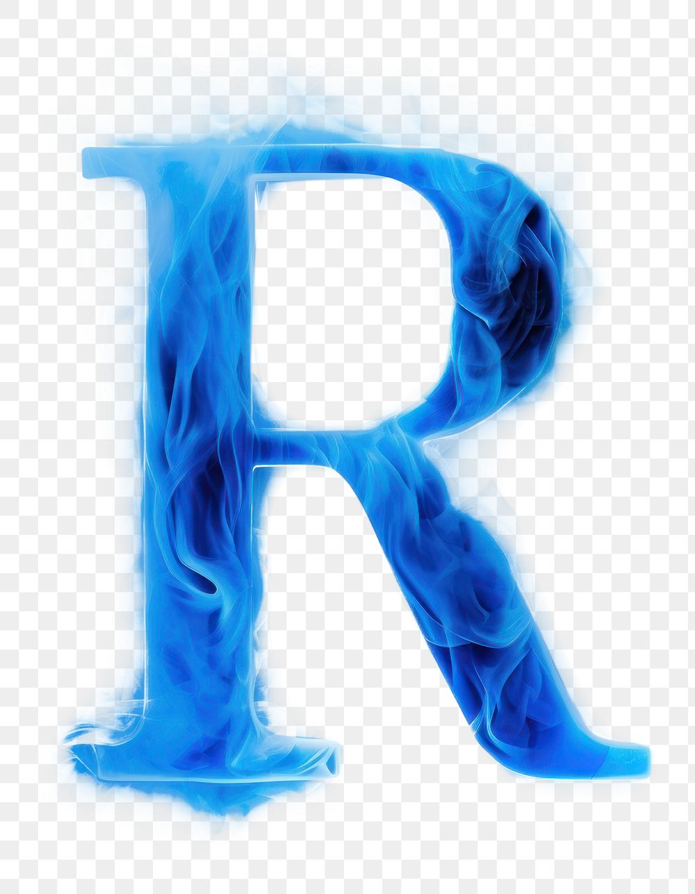 PNG Blue flame letter R font text abstract.