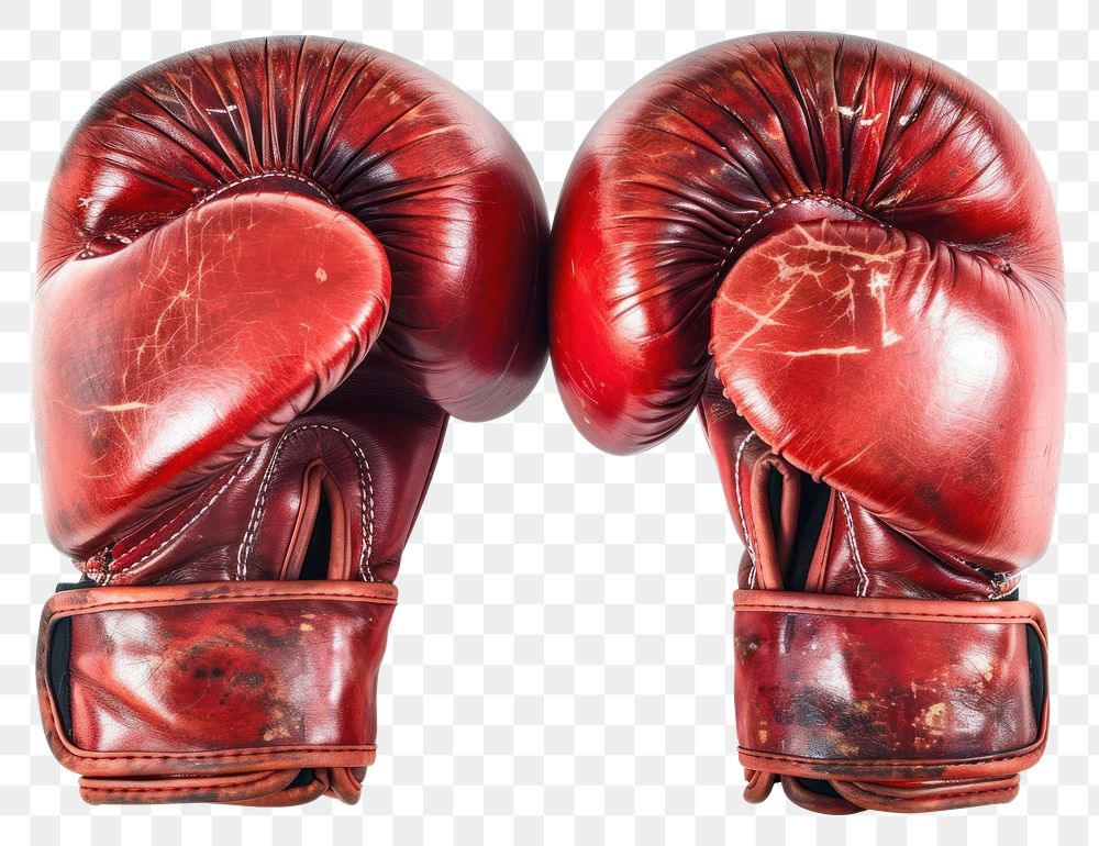 PNG Red shining boxing gloves sports white background aggression.