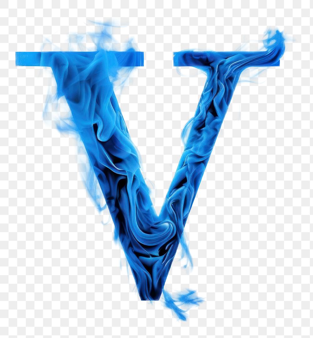 PNG Blue flame letter V font abstract glowing.