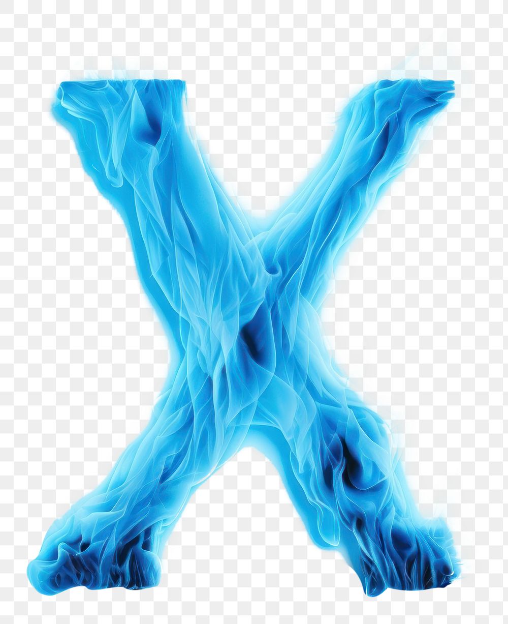 PNG Blue flame letter X font abstract glowing.