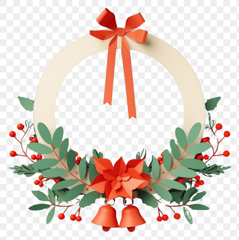 PNG Mistletoe wreath with Christmas bell christmas circle paper.