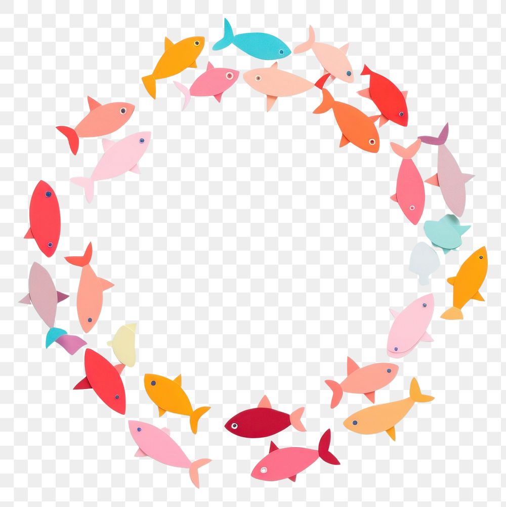 PNG Fishs circle border animal paper art.