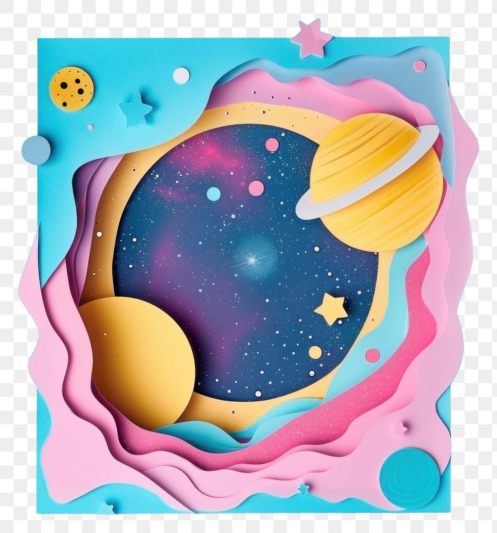 PNG Galaxy square border space art painting.