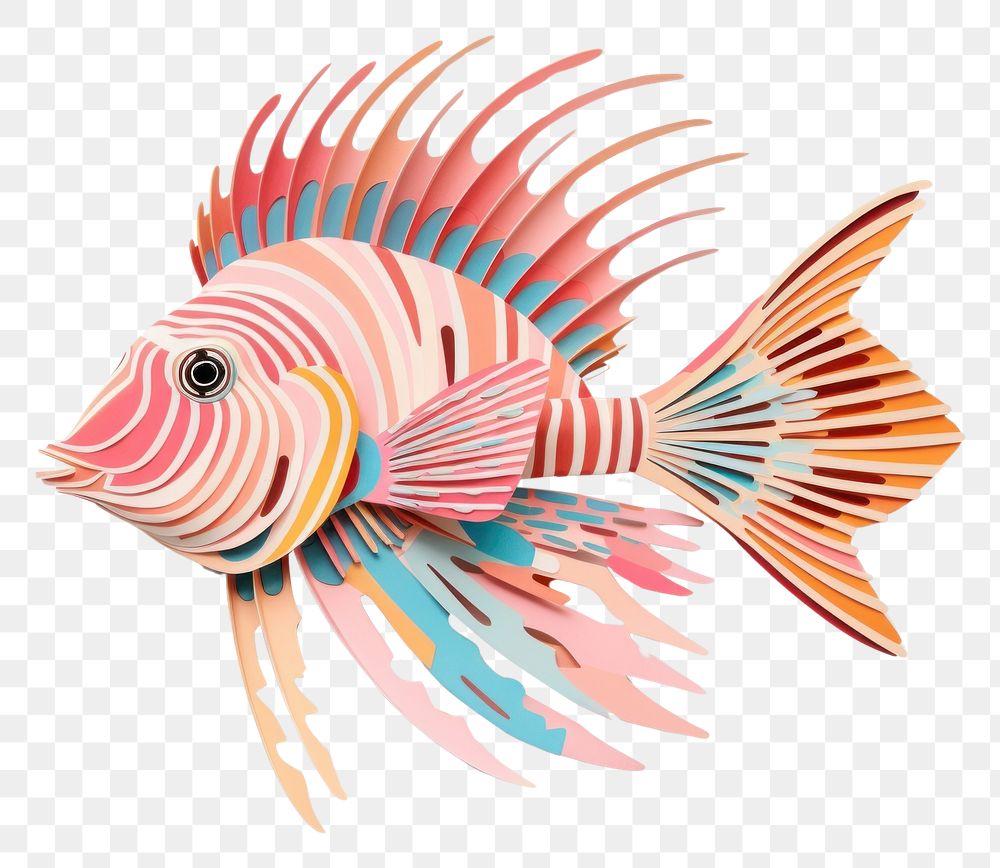PNG Lion fish animal paper art.