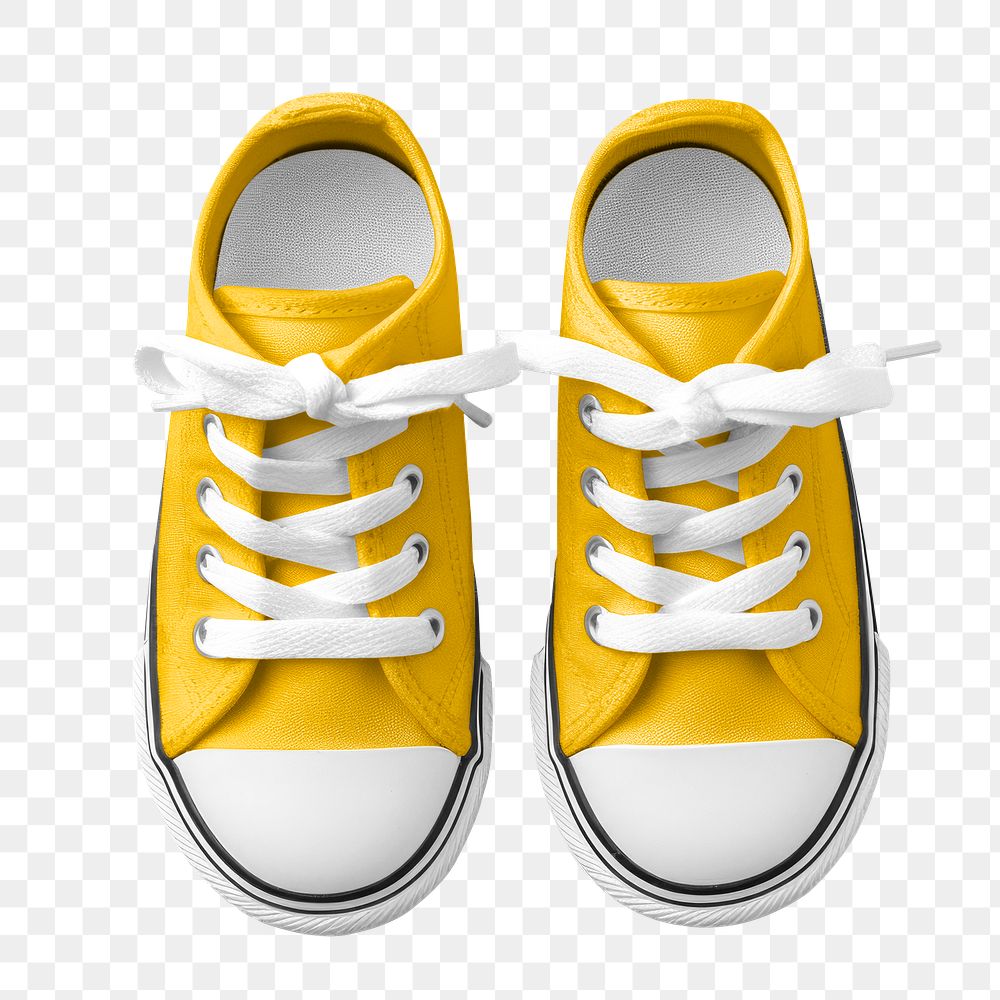 PNG yellow kid's sneakers, transparent background