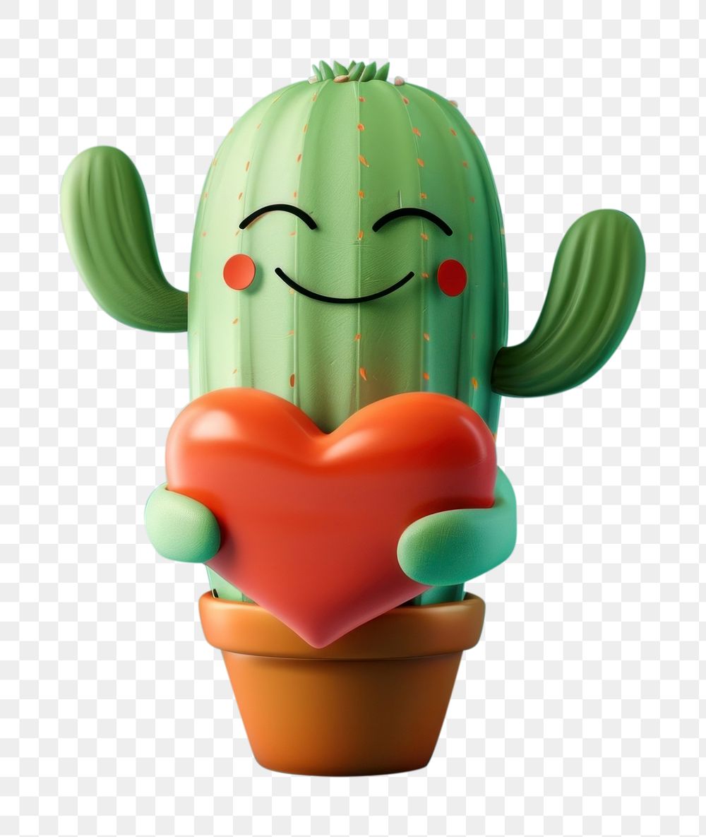 PNG Cactus character cartoon plant toy.
