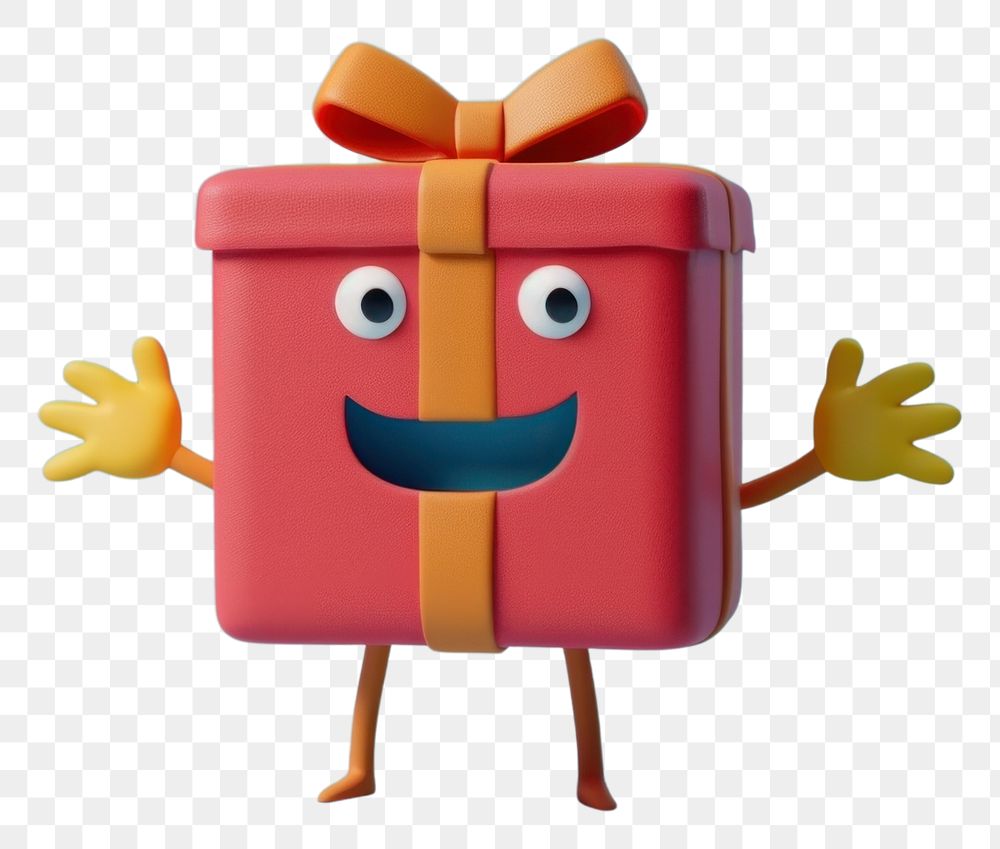 PNG Giftbox character cartoon toy anthropomorphic.