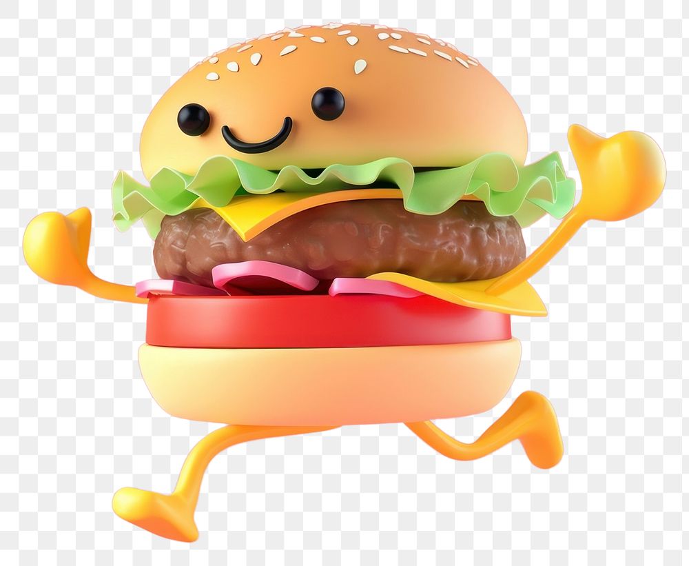 PNG Hamburger runner character cartoon food representation.
