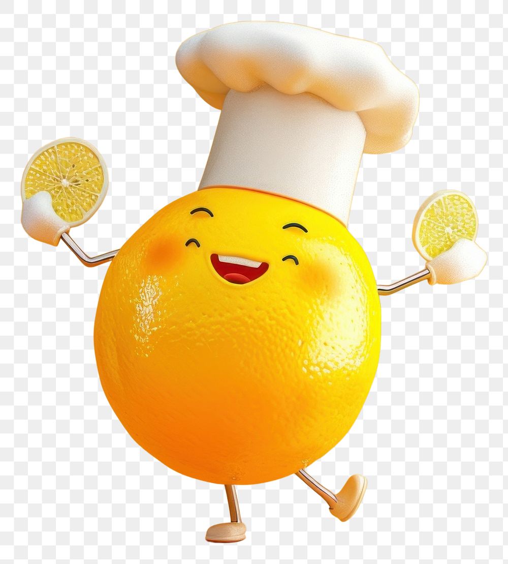 PNG Lemon in chef character cartoon fruit food