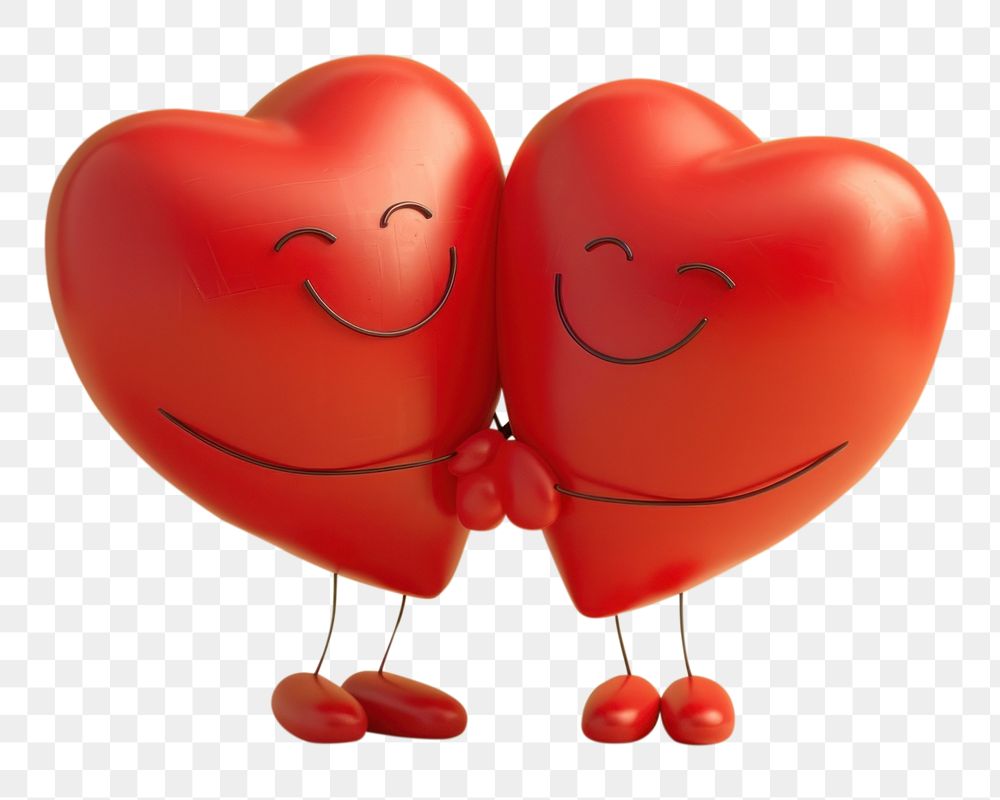 PNG 2 hearts character hugging together balloon cartoon togetherness