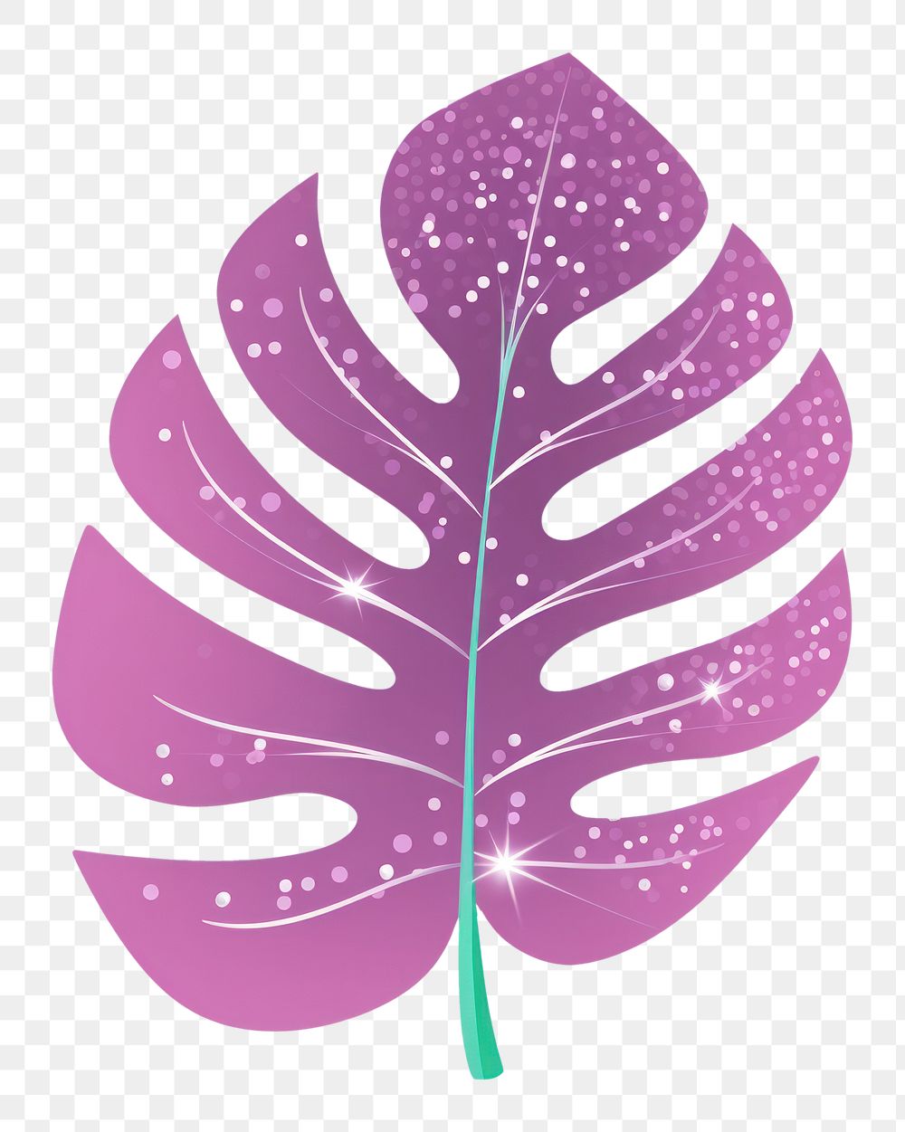 PNG Glitter tropical leaf icon nature plant white background.
