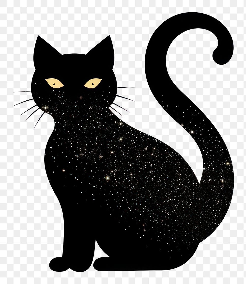 PNG Glitter balck cat icon animal mammal pet.