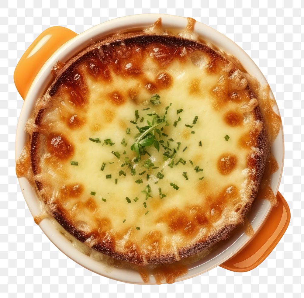 PNG French onion soup food bowl refreshment.