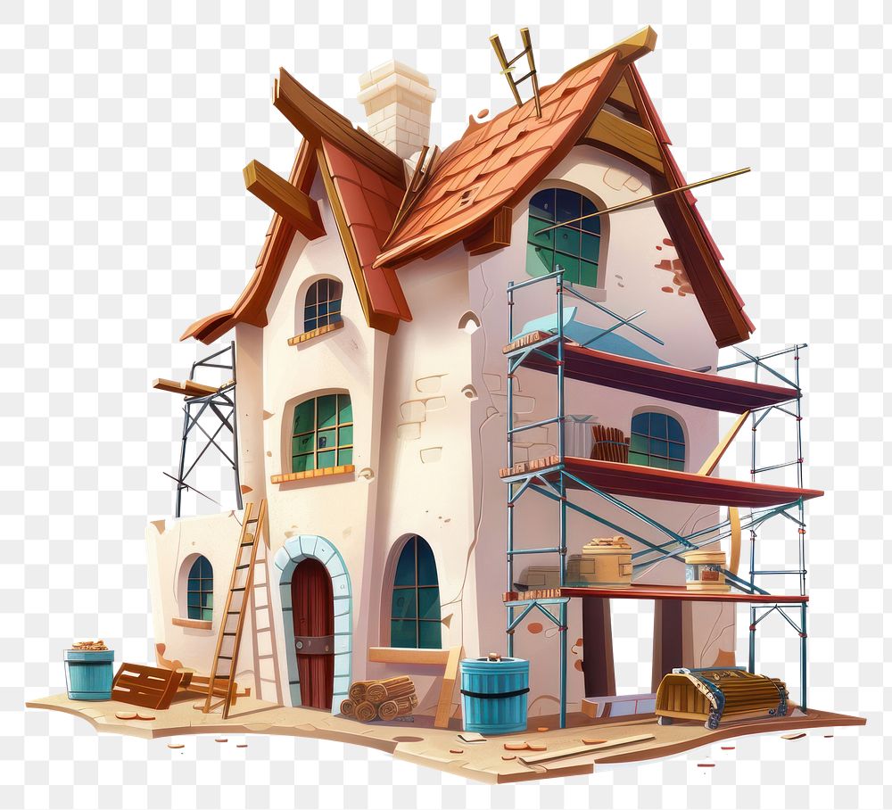 PNG Cartoon of construction site architecture building house.