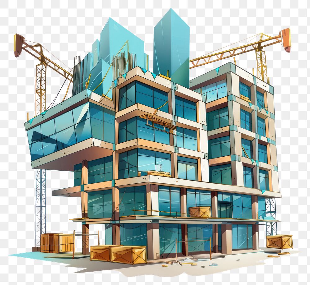 PNG Cartoon of construction site architecture building city.