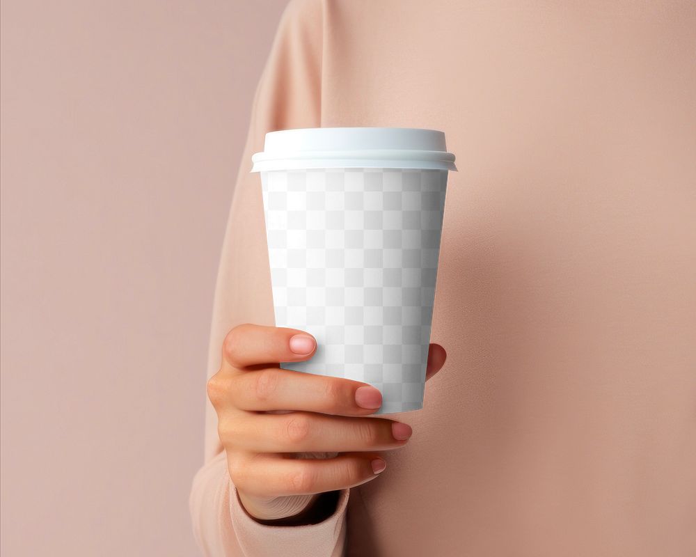 Disposable paper coffee cup png mockup, transparent design