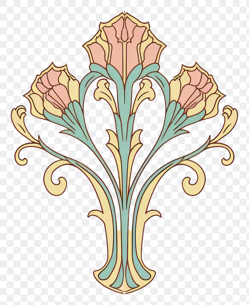 PNG Ornament divider tulip art pattern drawing.
