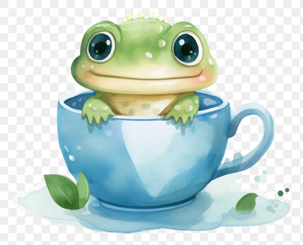 PNG Amphibian frog cup mug.