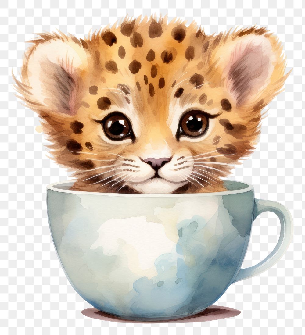PNG Cheetah mammal cup mug.