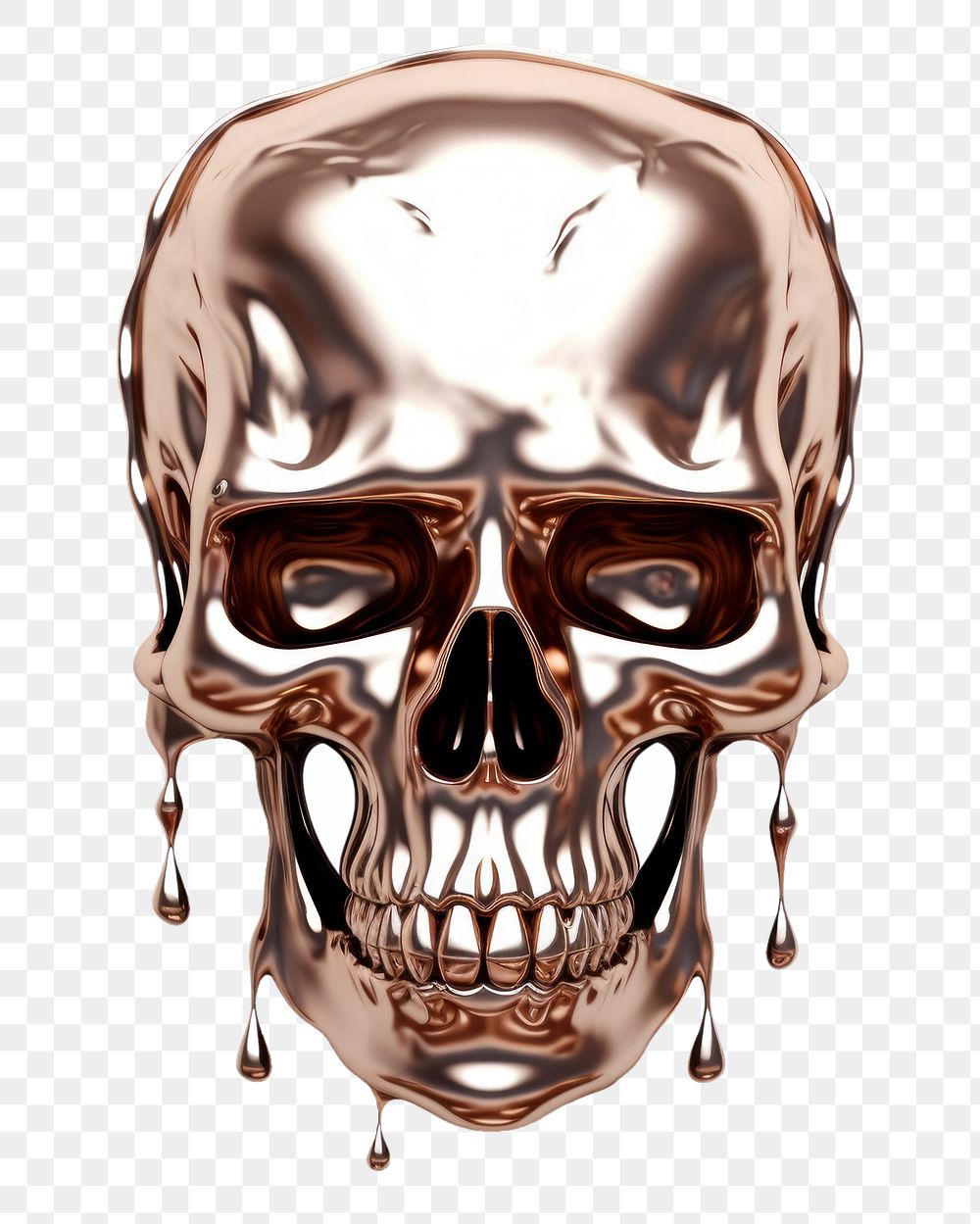 PNG 3d render of skull metal white background photography.