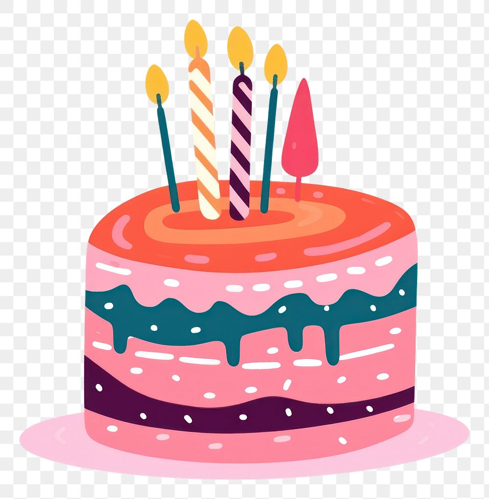 PNG Birthday cake illustration dessert food anniversary.