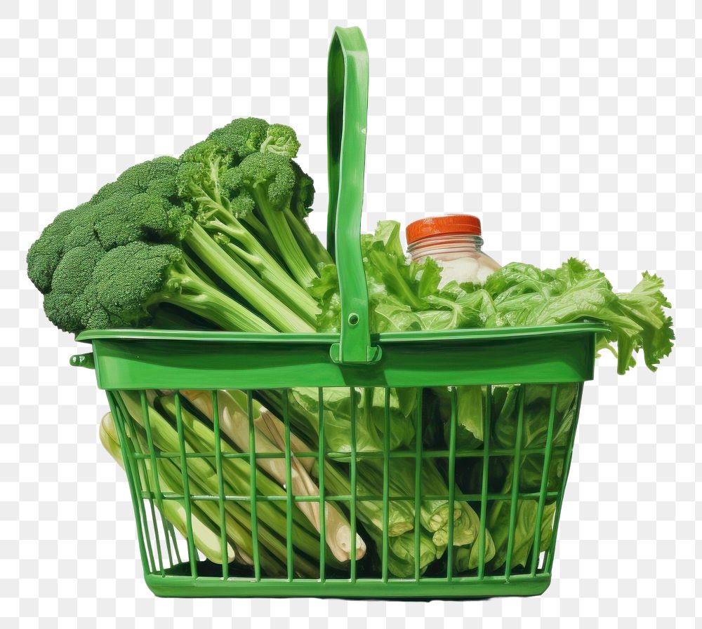 PNG Hand holding green vegetable busket broccoli basket plant.