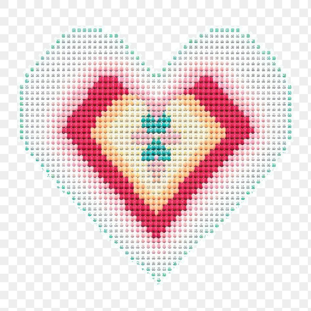 PNG Cross stitch patter heart pattern cross-stitch creativity.