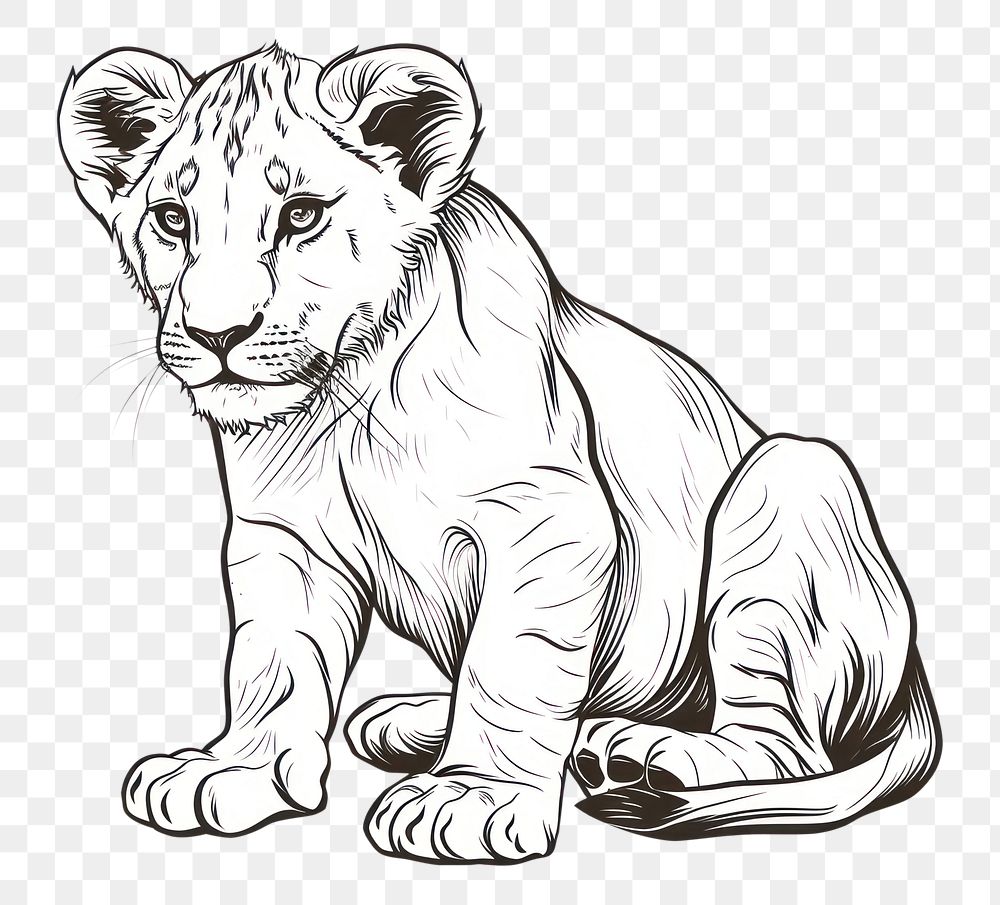 PNG Lion cub wildlife drawing animal.