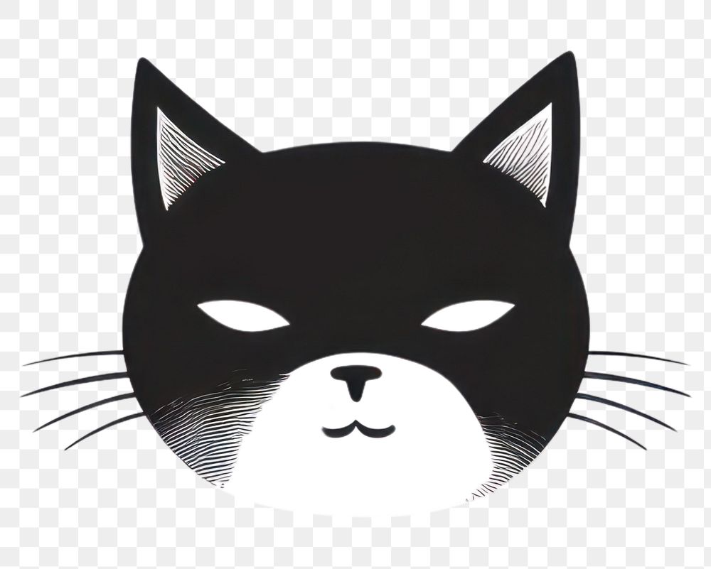 PNG White and black cat animal logo creativity.